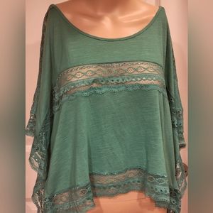 Free People Lace Inset/Crop Top Size M